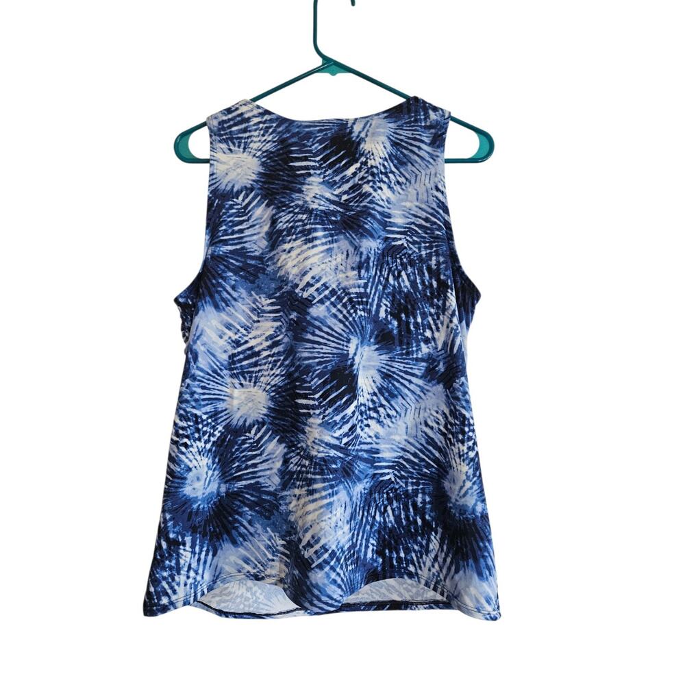 Land's End Swim Womens Padded Tankini Top Blue And White Size 16 - Picture 2 of 4